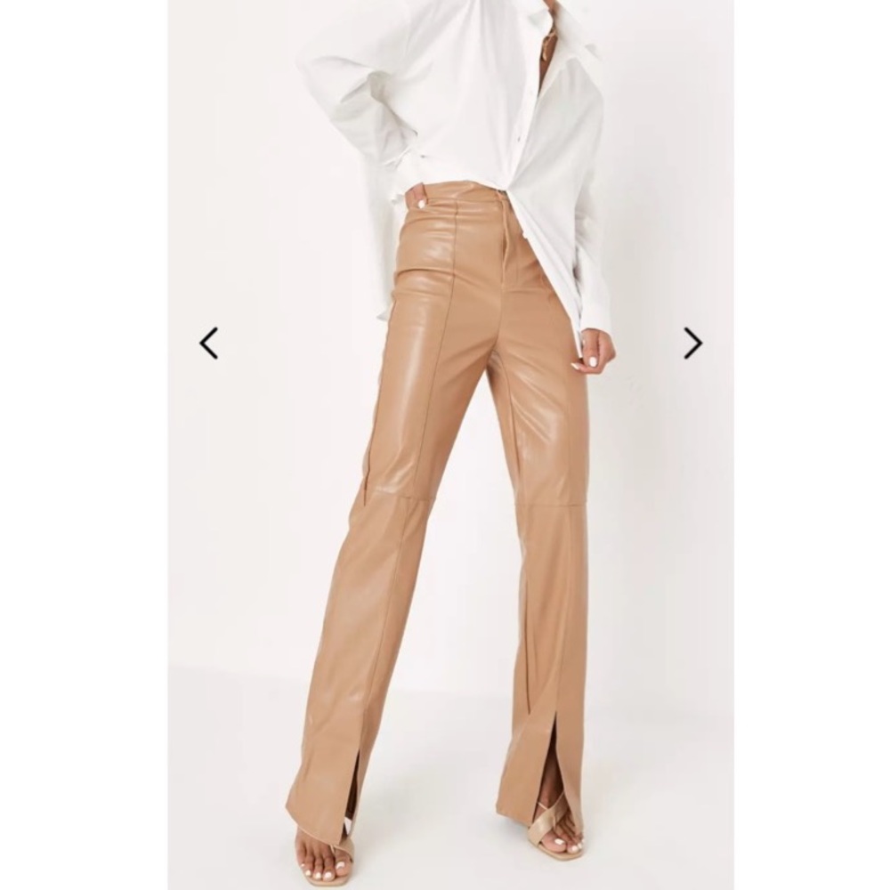 Missguided Tan Leather Pants